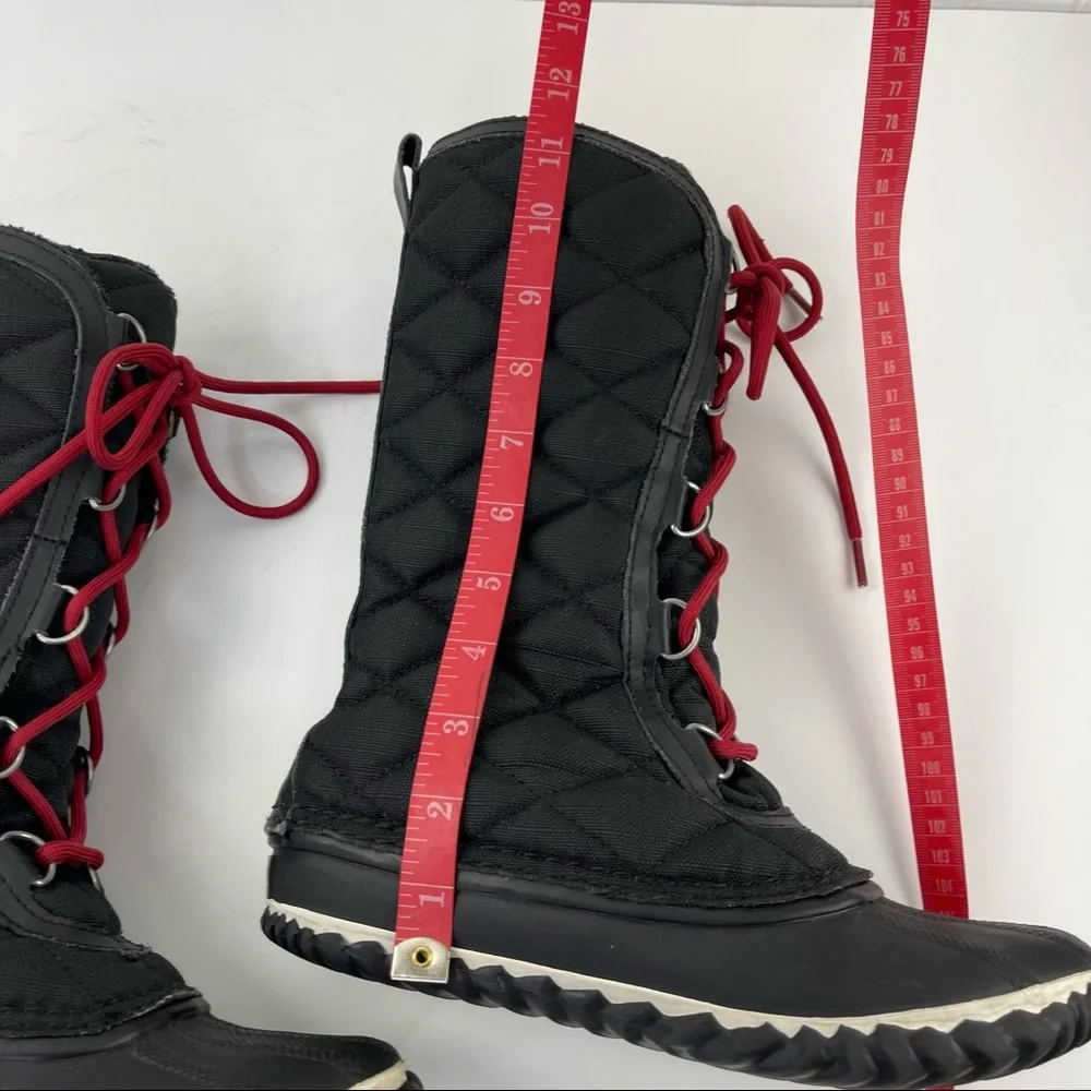 Sorel Out N About Tall Quilted Duck Boots Black Size 7.5